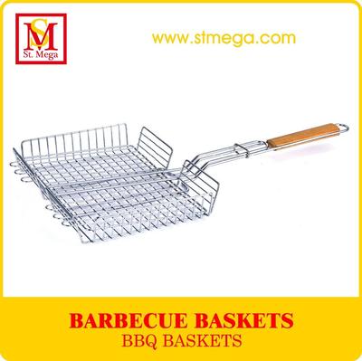 Wooden Handle BBQ Grill Basket