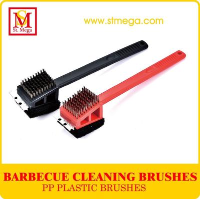 Practical 3-in-1 PP Plastic Handle Grill Cleaning Brush