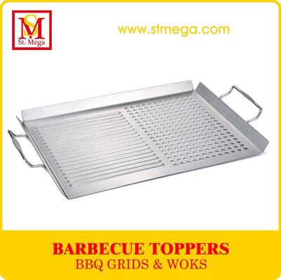 Biservice BBQ Topper for  Frying and Flame Cooking Metal Silver Color Easy Cleaning St.Mega New Product