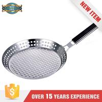 BBQ Round Grill Skillet with Folding Handle Stainless Steel Easy Cleaning