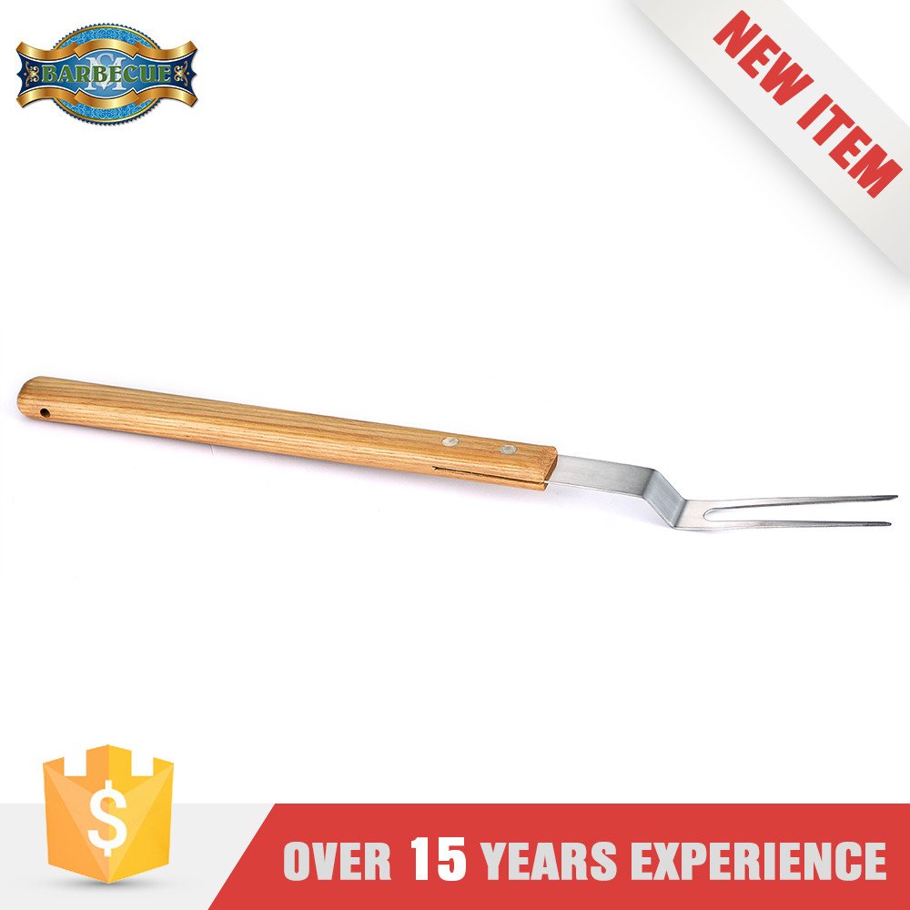 Good Price Stainless Steel Bbq Sets Meat Roasting Wooden Fork
